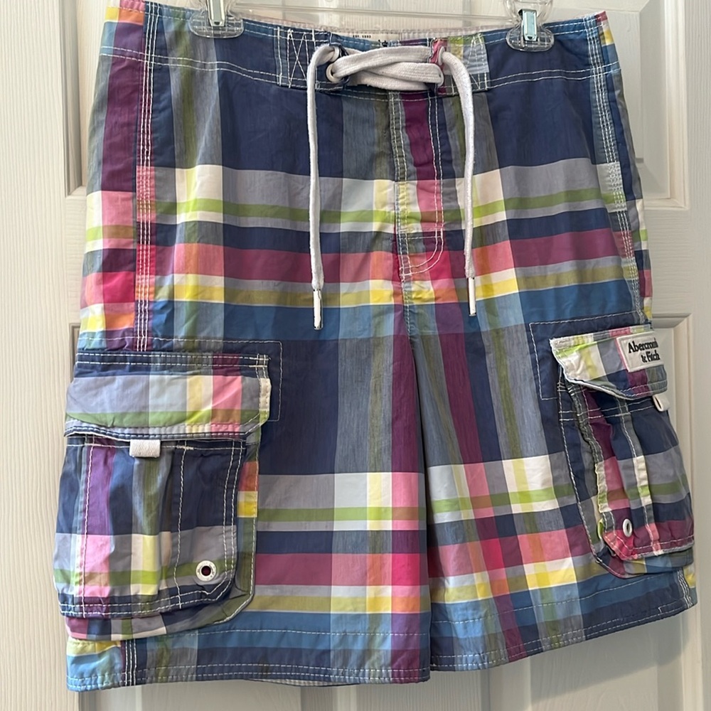 Abercrombie & Fitch classic madras plaid swim trunks